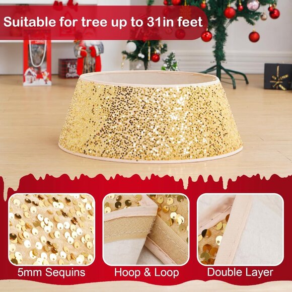 31.5 Inch Foldable Gold Christmas Tree Ring X004AZHGF9 - Picture 4 of 7